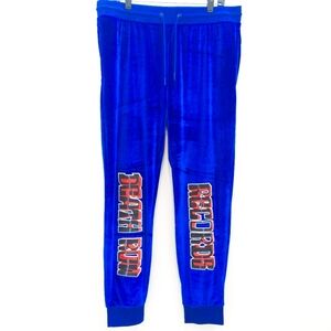 NWT Death Row Records Royal Blue Velour 3D Core Logo Graphic Jogger Sweatpant XL
